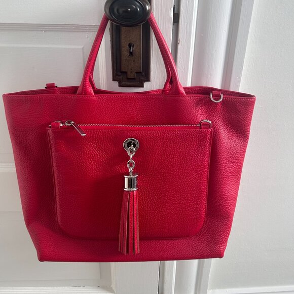 Red Leather Dahlia 2-in-1 Handbag- Brand New, never used - Sarah Haran - Picture 3 of 6